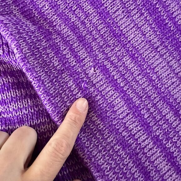 Vintage Handmade Purple Knit Poncho Sweater With Turtleneck & Batwing Sleeves - Picture 3 of 12